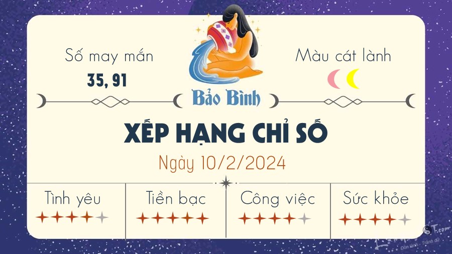 Tu vi ngay 10/2/2024 cua 12 cung hoang dao - Bao Binh