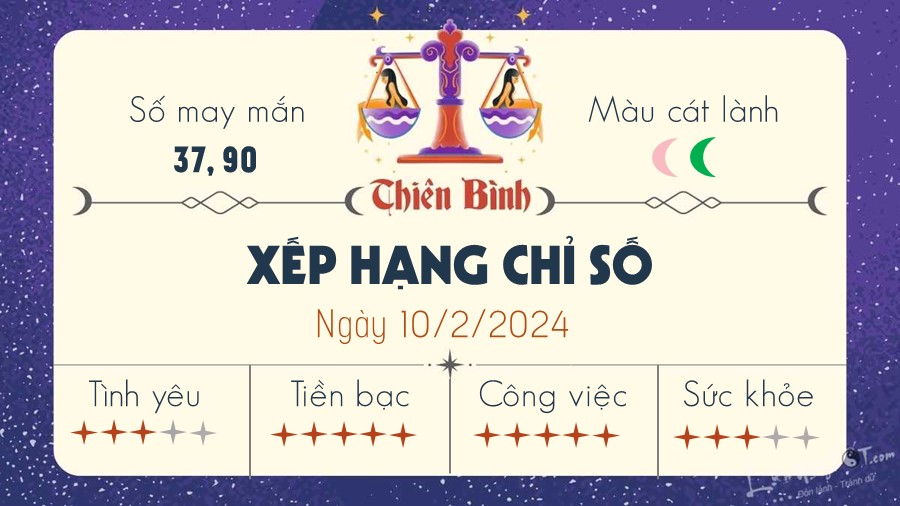 Tu vi ngay 10/2/2024 cua 12 cung hoang dao - Thien Binh